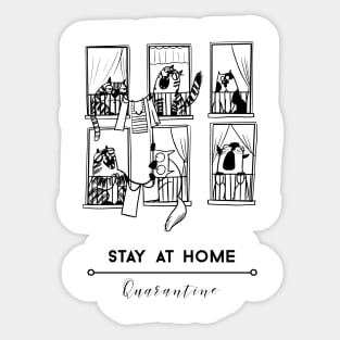 Stay At Home Funny Cat Social DIstancing Sticker